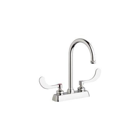 Chicago Faucets Commercial Grade Centerset Kitchen Faucet with Wrist Blade Handles - 4" Faucet Centers Chrome