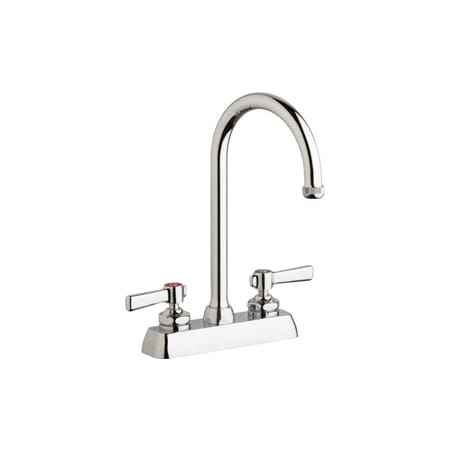 Chicago Faucets Commercial Grade Centerset Kitchen Faucet with Lever Handles - 4" Faucet Centers Chrome