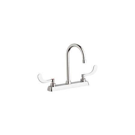 Chicago Faucets Commercial Grade Centerset Kitchen Faucet with Wrist Blade Handles - 8" Faucet Centers Chrome