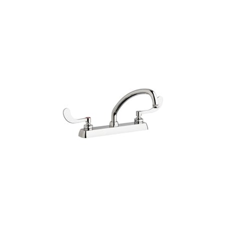 Chicago Faucets Commercial Grade Centerset Kitchen Faucet with Wrist Blade Handles - 8" Faucet Centers Chrome