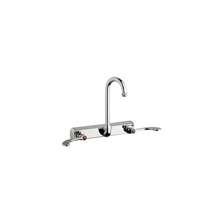 Chicago Faucets Commercial Grade Centerset Laundry / Service Faucet with Wrist Blade Handles - 8" Faucet Centers Chrome