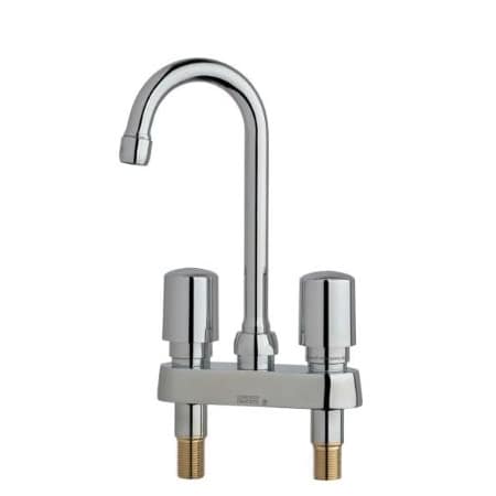 Chicago Faucets 895 Series Deck-Mounted Metering Faucet with 4" Centers Polished Chrome
