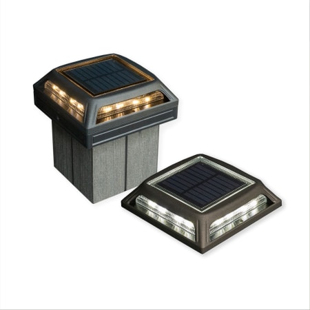 Classy Caps Muskoka 4-3/4" Square Selectable Color Temperature LED Solar Post Cap Light Black