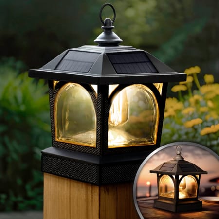 Classy Caps Classy Caps Edison Solar Lantern/Post Cap Black