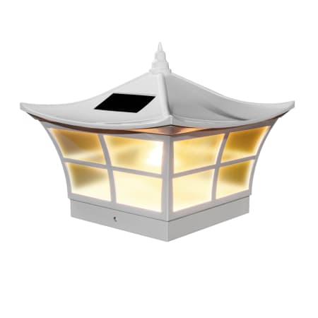Classy Caps Ambience Single Light 8" Tall LED Solar Post Cap Light that fits 4" x 4" PVC or 5" x 5" Post White