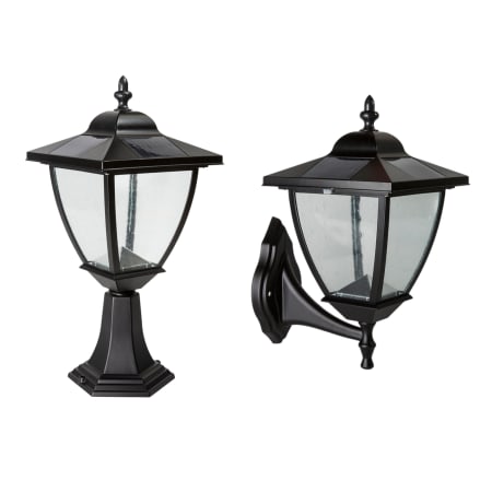 Classy Caps Elegante 17" Tall LED Solar Convertible Outdoor Post Light / Wall Sconce Light Black