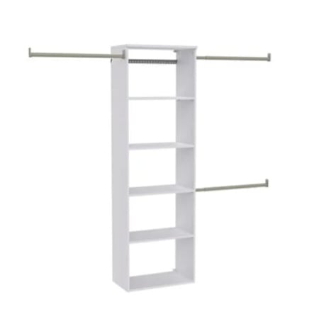 ClosetMaid SuiteSymphony 81"-121" Wide Wall Mount Floating Closet System Tower Organizer with 6 Shelves - For Closets 7-10 Ft Wide White