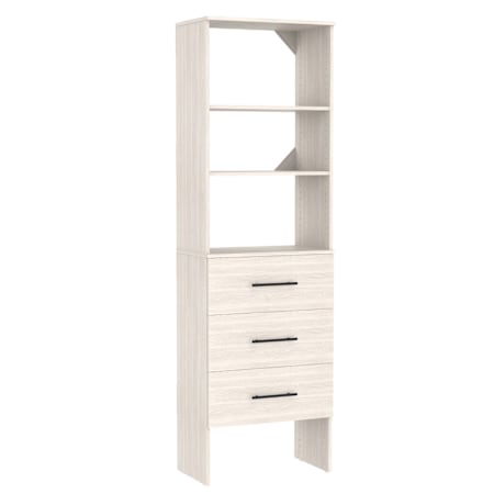 ClosetMaid SuiteSymphony 5 to 10 Foot Wide Closet System with 3 Drawers and Hanging Rods White Timber