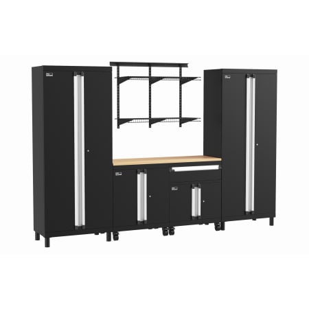 ClosetMaid ProGarage 113-1/2"W 6 Piece Steel Garage Tool Storage Cabinet and Heavy Duty Shelf System Black