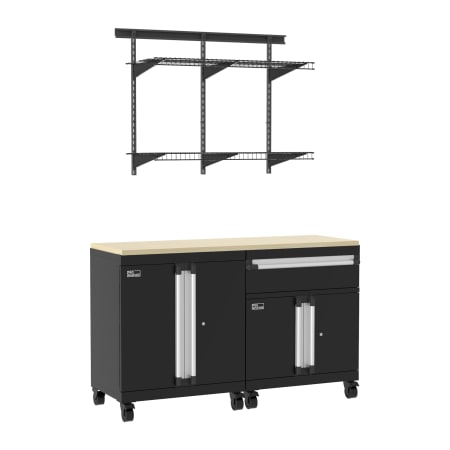 ClosetMaid ProGarage 4 Piece Steel Garage Workshop Storage Cabinet and MaxLoad Shelf System Black