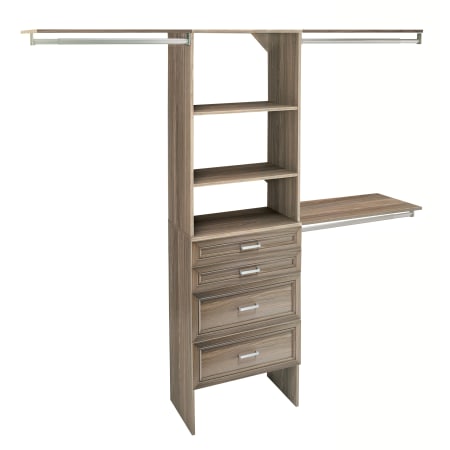 ClosetMaid SuiteSymphony 7 to 10 Ft Wide Closet Organization System with 4 Drawers, 3 Shelves, and 3 Hanging Rods Natural Gray