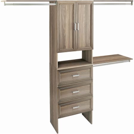 ClosetMaid SuiteSymphony Adjustable Width 7 to 10ft Wide Closet System Kit with Storage Tower and Adjustable Shelves Natural Gray