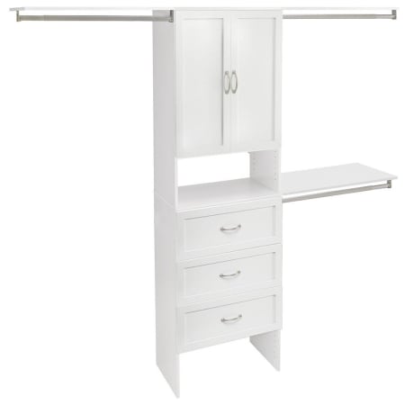 ClosetMaid SuiteSymphony Adjustable Width 7 to 10 Ft Wide Closet System Kit Cabinet, Drawers, Hanging Rods and Doors Pure White