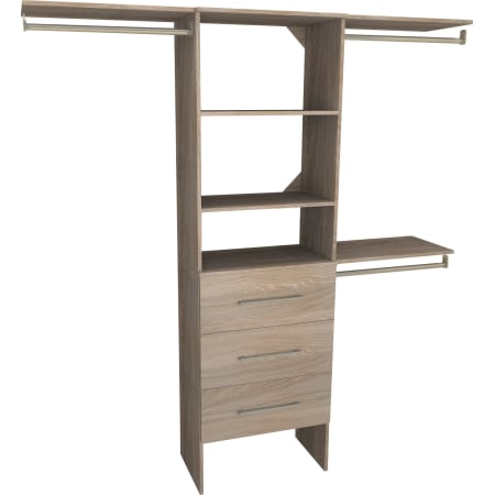 ClosetMaid SuiteSymphony 7 to 10 Ft Wide DIY Closet Organizer System with 3 Drawers, 3 Shelves, and 3 Hanging Rods Natural Gray
