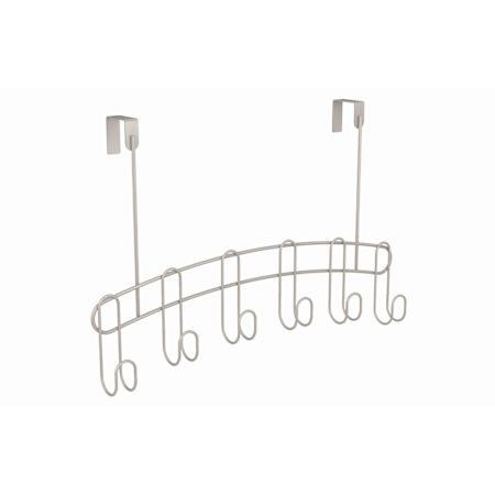 ClosetMaid Over the Door 16-1/2" Wide 6 Hook Hanging Rack Organizer Nickel
