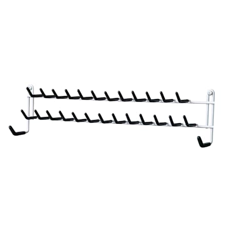 ClosetMaid Coated Tip 15" Wide Wall Mounted Closet System Belt & Tie Rack with 27 Hooks White