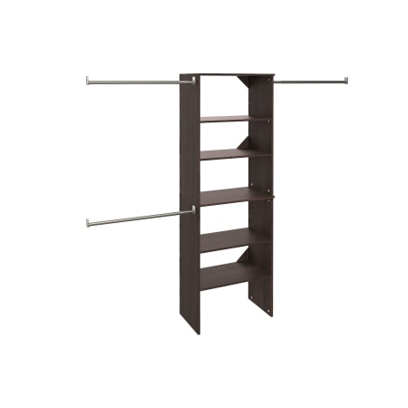 ClosetMaid SuiteSymphony 7 to 10 Foot Wide Closet System Kit with 5 Shelf 25"W Tower and 3 Hanging Rods Espresso