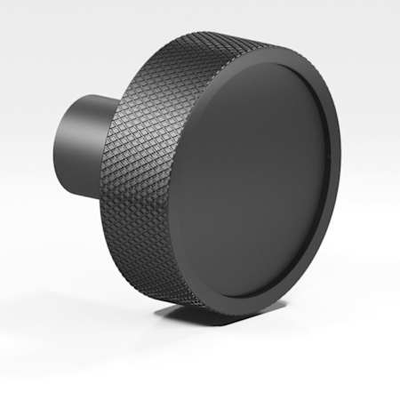 Colonial Bronze Diamond Knurled 1-1/4" Round Disc Luxury Solid Brass Cabinet / Drawer Knob with Rim - Made in USA Matte Graphite