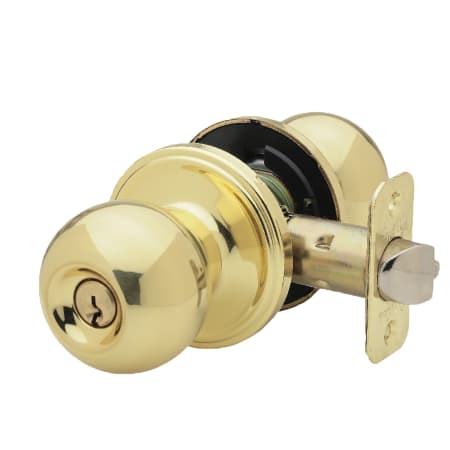 Copper Creek Colonial Keyed Entry Single Cylinder Door Knob Set with Ball Knob and Round Rose Polished Brass