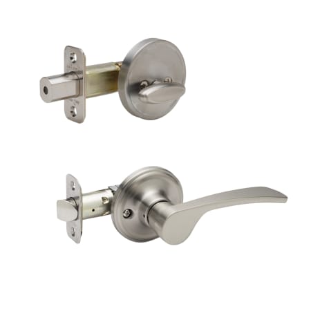 Copper Creek Kash Left Handed Sectional Single Cylinder Interior Door Handleset with Interior Thumbturn and Round Rose Satin Stainless