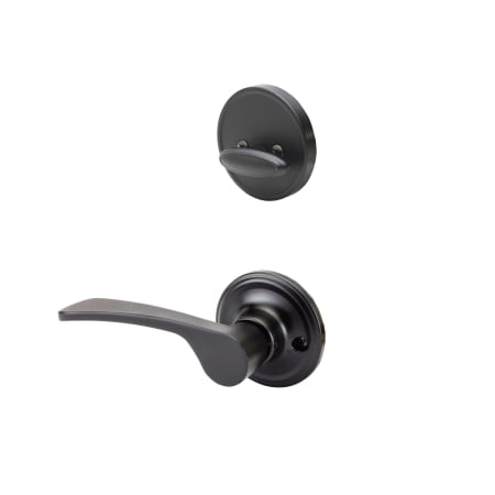 Copper Creek Kash Right Handed Sectional Dummy Interior Door Handleset with Interior Thumbturn and Round Rose Black