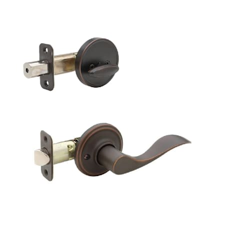 Copper Creek Colonial Keyed Entry Single Cylinder Handleset Interior Pack with Waverlie Lever Tuscan Bronze