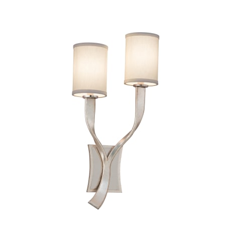 Corbett Lighting Roxy 2 Light 12" Wide Wall Sconce with Fabric Shades Silver Leaf / Polished Stainless