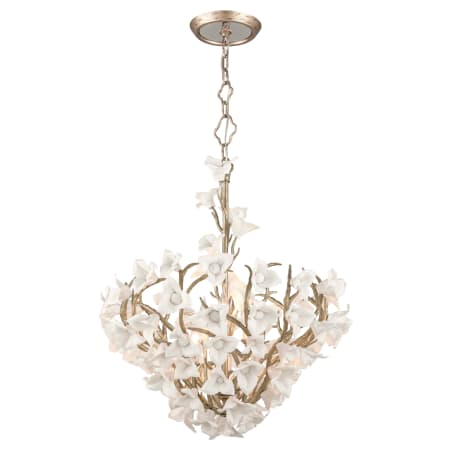 Corbett Lighting Lily 6 Light Dining Pendant with Hand-Crafted Iron Enchanted Silver Leaf