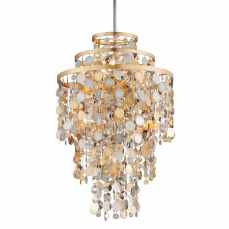 Corbett Lighting Ambrosia 7 Light 24" Wide Pendant with Crystal Accents Gold and Silver Leaf