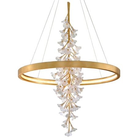 Corbett Lighting Jasmine 44" Wide LED Suspension Ring Chandelier with Flower Motif Centerpiece Gold Leaf