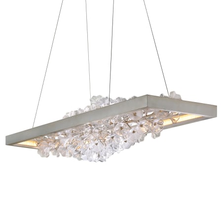 Corbett Lighting Jasmine 60" Wide LED Suspension Linear Chandelier with Flower Motif Centerpiece Silver Leaf