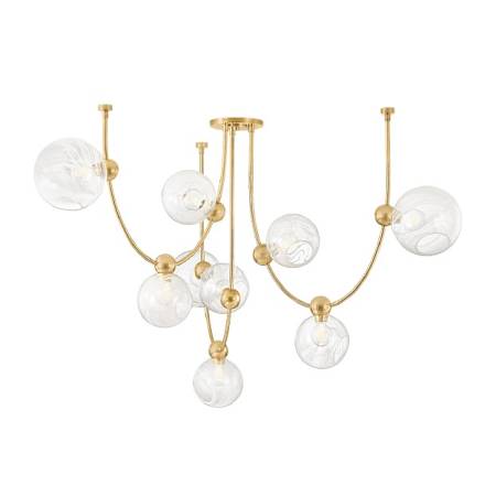 Corbett Lighting Astraia 9 Light 67" Wide Multi Light Pendant Vintage Brass