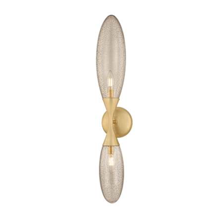 Corbett Lighting Cordoba 2 Light 28" Tall Wall Sconce with Seedy Light Bronze Glass Shades Vintage Brass