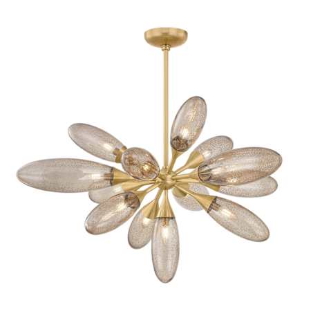 Corbett Lighting Cordoba 13 Light 40" Wide Sputnik Chandelier with Seedy Light Bronze Glass Shades Vintage Brass