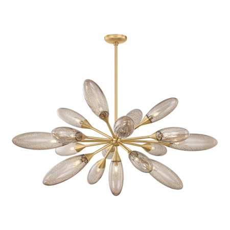 Corbett Lighting Cordoba 17 Light 52" Wide Sputnik Chandelier with Seedy Light Bronze Glass Shades Vintage Brass