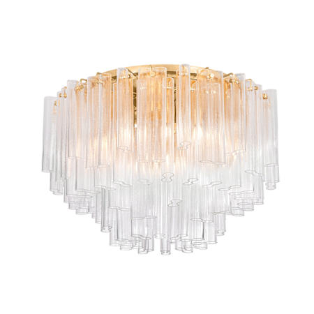 Corbett Lighting Varenna 15 Light 34" Wide Semi-Flush Waterfall Ceiling Fixture with Piastra Glass Shades Vintage Gold Leaf