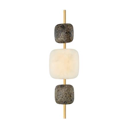 Corbett Lighting Salisbury 34" Tall LED Wall Sconce with Onyx Shade and Marble Accents Vintage Brass