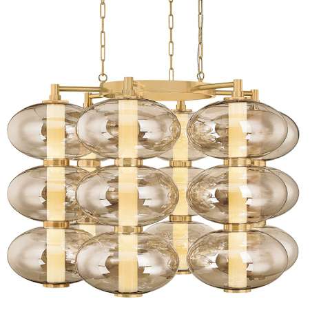 Corbett Lighting Toulouse 42" Wide LED Abstract Chandelier with Light Bronze Glass Shades Vintage Brass