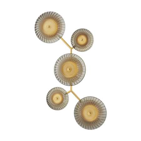Corbett Lighting Birmingham 40" Tall LED Wall Sconce with Piastra Glass Shades Vintage Polished Brass