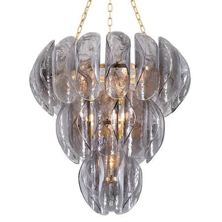 Corbett Lighting Anatase 10 Light 34" Wide Waterfall Chandelier with Remolino Blanco Glass Shades Vintage Gold Leaf