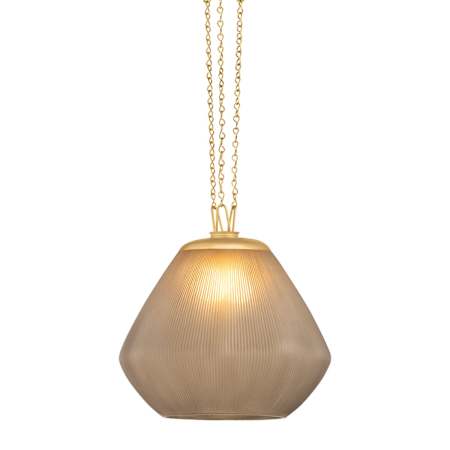 Corbett Lighting Saint Tropez 19" Wide Pendant with Ribbed Smoked Glass Shade Vintage Brass