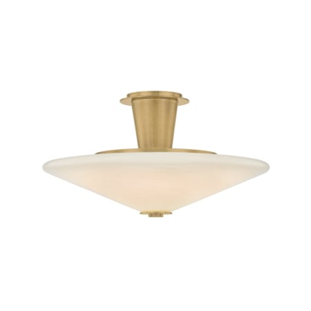 Corbett Lighting Cologne 19" Wide LED Semi-Flush Ceiling Fixture with Cloud Glass Shade Vintage Brass