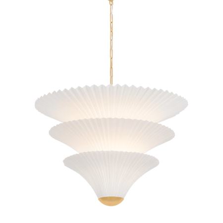 Corbett Lighting Belluno 2 Light 28" Wide Waterfall Chandelier with Pleated Paper Shades Vintage Gold Leaf