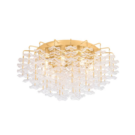 Corbett Lighting Alsace 8 Light 24" Wide Semi-Flush Waterfall Ceiling Fixture with Hanging Piastre Glass Vintage Gold Leaf