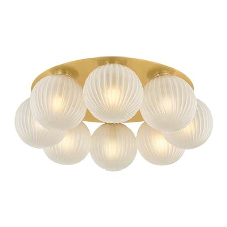Corbett Lighting Vernazza 8 Light 24" Wide Semi-Flush Ceiling Fixture with Etched Glass Shades Vintage Polished Brass