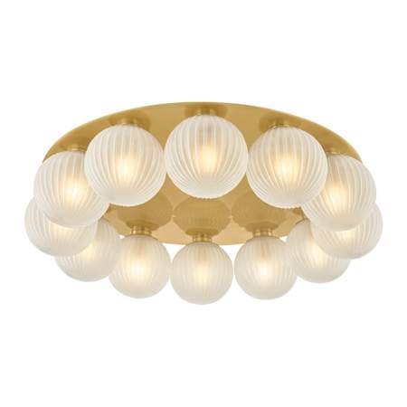 Corbett Lighting Vernazza 12 Light 32" Wide Semi-Flush Ceiling Fixture with Etched Glass Shades Vintage Polished Brass