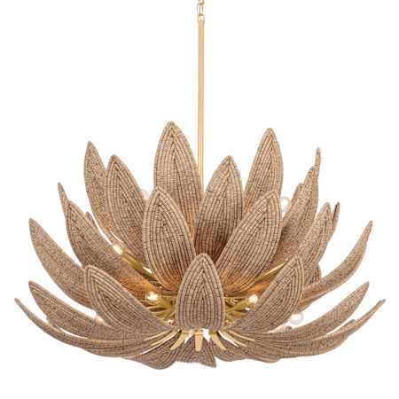 Corbett Lighting Varanasi 28 Light 42" Wide Pendant with Coco Bead Shades Vintage Gold Leaf