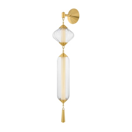 Corbett Lighting Fiorello 42" Tall LED Wall Sconce with Optic Glass Shades Vintage Polished Brass