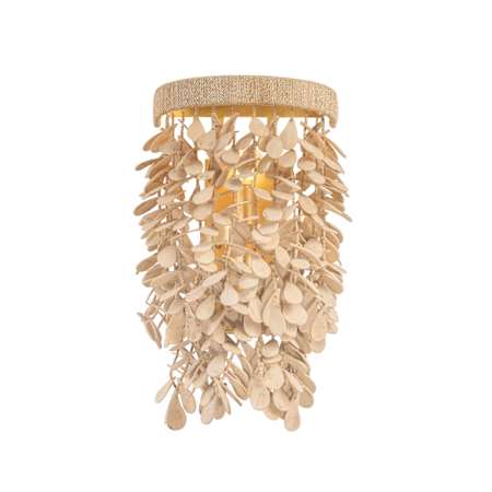 Corbett Lighting Naxos 2 Light 17" Tall Wall Sconce with Hanging Coco Shells Vintage Gold Leaf