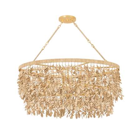 Corbett Lighting Naxos 9 Light 20" Wide Waterfall Chandelier with Hanging Coco Shells Vintage Gold Leaf
